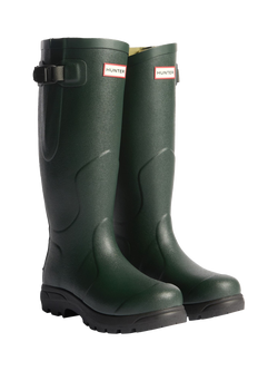 Hunter Balmoral MK II Natural Rubber Chunky Sole Boots, Dark Olive/Black - view 2, Dark Olive/Black