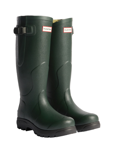 Hunter Balmoral MK II Natural Rubber Chunky Sole Boots, Dark Olive/Black - view 2, Dark Olive/Black