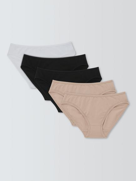 John Lewis Cotton Bikini Knickers, Pack of 5, Multi, Multi