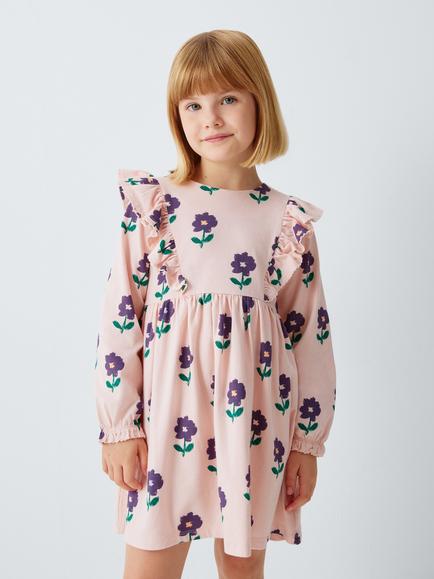 John Lewis Kids' Floral Jersey Dress, Pink, Pink