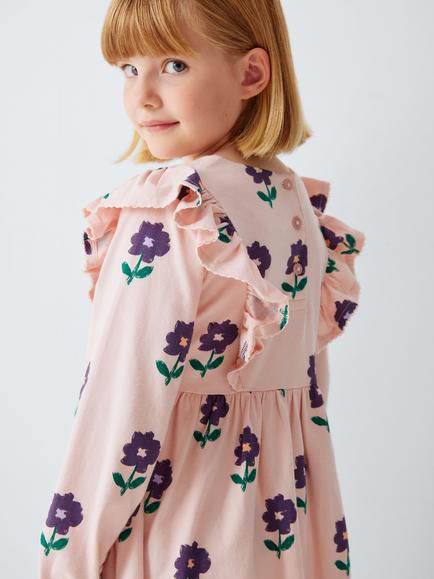 John Lewis Kids' Floral Jersey Dress, Pink - view 2, Pink