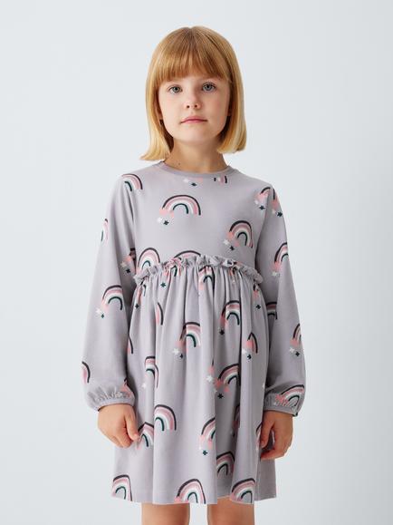 John Lewis Kids' Rainbow Jersey Dress, Blue, Blue