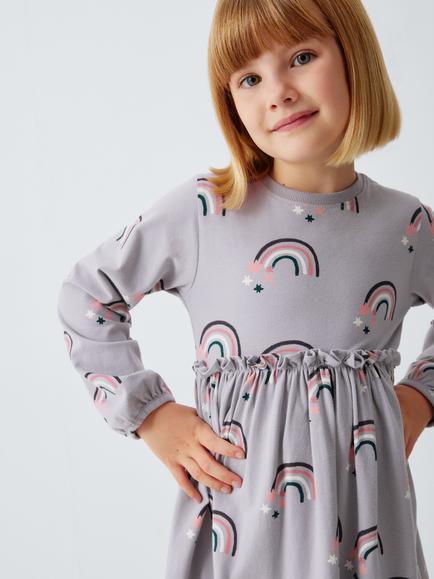 John Lewis Kids' Rainbow Jersey Dress, Blue - view 2, Blue