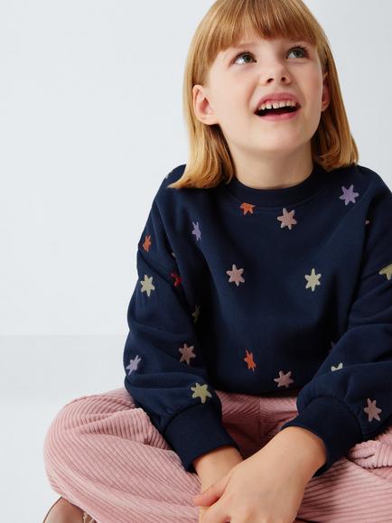 John Lewis Kids' Star Embroidered Jumper, Multi - view 2, Multi