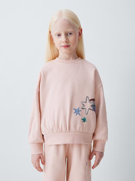 John Lewis Kids' Star Sequinned Jumper, Multi, Multi