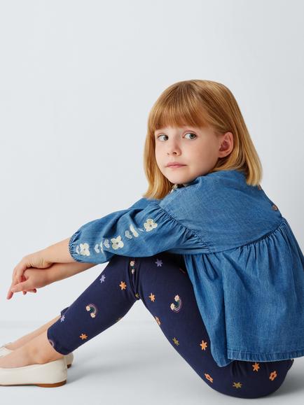 John Lewis Kids' Icon Leggings, Blue - view 2, Blue