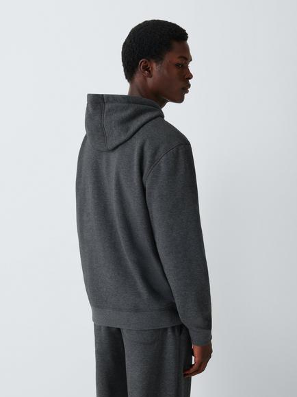 John Lewis Fleece Lounge Zip Hoodie Top, Grey Charcoal - view 2, Grey Charcoal
