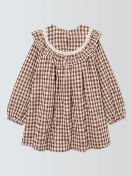 John Lewis Kids' Check Smock Dress, Multi - view 2, Multi
