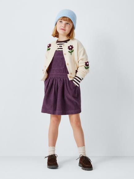 John Lewis Kids' Corduroy Pinafore, Purple - view 2, Purple
