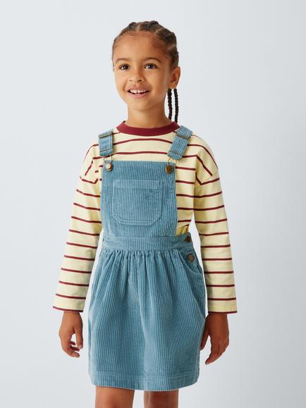 John Lewis Kids' Corduroy Pinafore Dress, Blue, Blue