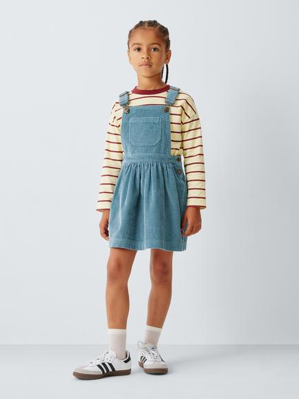 John Lewis Kids' Corduroy Pinafore Dress, Blue - view 2, Blue