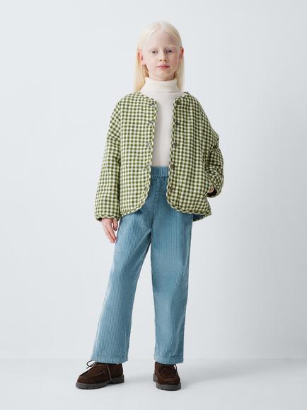 John Lewis Kids' Floral Embroidered Corduroy Trousers, Blue - view 2, Blue