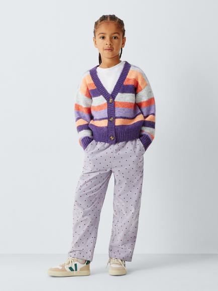 John Lewis Kids' Spot Corduroy Trousers, Purple - view 2, Purple