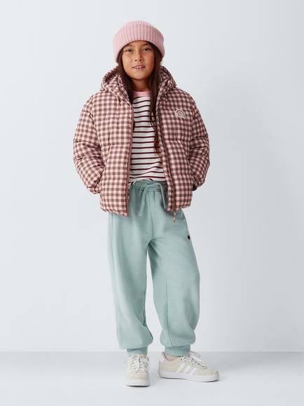 John Lewis Kids' Gingham Padded Hooded Coat, Multi - view 2, Multi