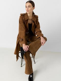 Gerard Darel Judy Double Breasted Pure Suede Coat, Camel - view 2, Camel