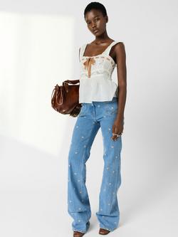 Gerard Darel Anna Embroidered Jeans, Blue, Blue