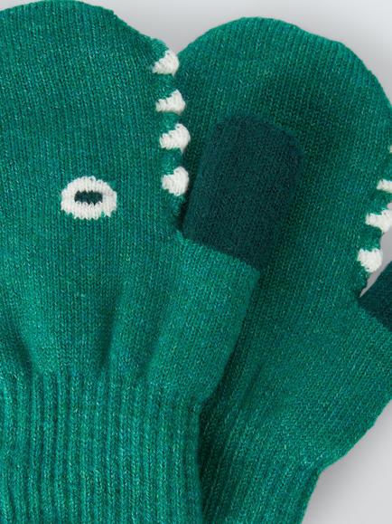 John Lewis Kids' Dinosaur Mittens, Green - view 2, Green
