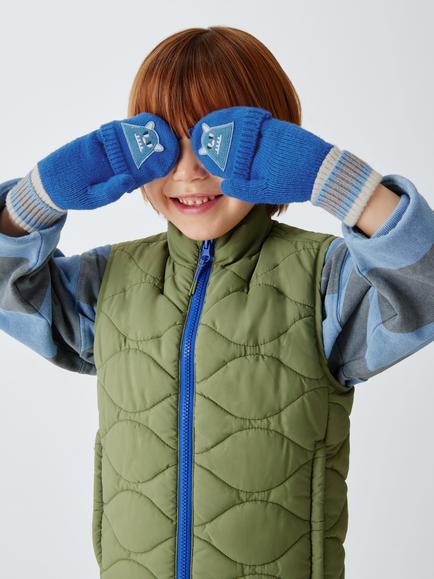 John Lewis Kids' Stripe Monster Flip Top Gloves, Blue - view 2, Blue