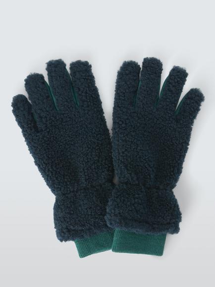 John Lewis Kids' Borg Gloves, Blue, Blue
