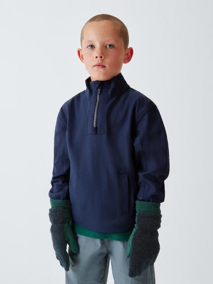 John Lewis Kids' Borg Gloves, Blue - view 2, Blue