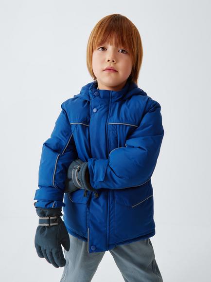 John Lewis Kids' Quilted Ski Gloves, Navy - view 2, Navy