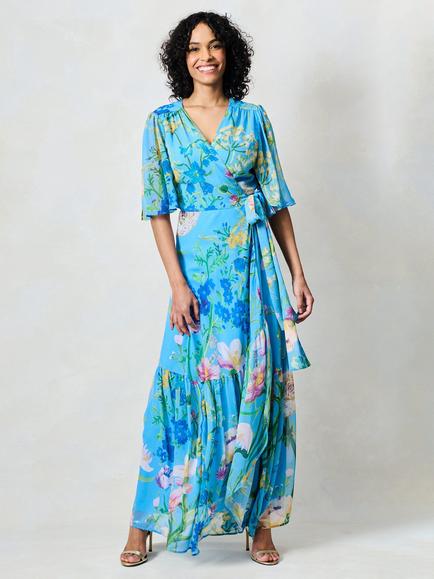Hope & Ivy The Alyssa Floral Maxi Dress, Blue/Multi, Blue/Multi