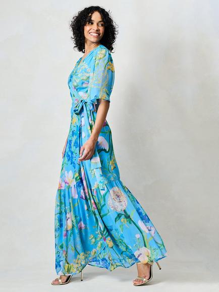 Hope & Ivy The Alyssa Floral Maxi Dress, Blue/Multi - view 2, Blue/Multi