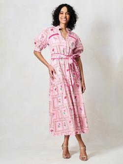 Hope & Ivy The Fern Floral Shirt Dress, Pink/Multi - view 2, Pink/Multi