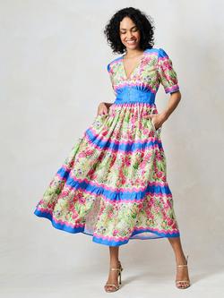 Hope & Ivy The Jo Floral Midi Dress, Blue/Multi - view 2, Blue/Multi