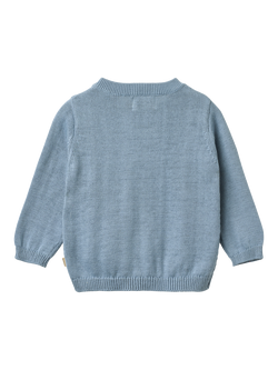 WHEAT Baby Bjørn Textured Knit Cardigan, Faded Denim - view 2, Faded Denim