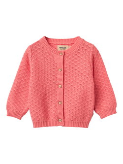 WHEAT Baby Textured Knit Cardigan, Coral, Coral