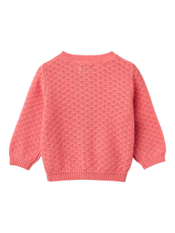WHEAT Baby Textured Knit Cardigan, Coral - view 2, Coral
