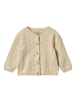 WHEAT Baby Maia Knitted Cardigan, Sandshell, Sandshell