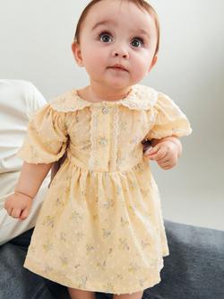 WHEAT Baby Adele Baby Puff Sleeve Floral Dress, Apricot, Apricot
