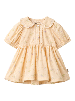 WHEAT Baby Adele Baby Puff Sleeve Floral Dress, Apricot - view 2, Apricot