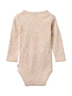 WHEAT Baby Chia Long Sleeve Wrap Bodysuit, Coral Flowers - view 2, Coral Flowers