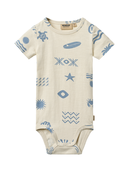 WHAT Baby Edvald Short Sleeve Bodysuit, Summer Island, Summer Island
