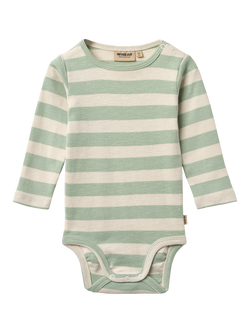WHEAT Baby Freddie Long Sleeve Bodysuit, Mint Stripe, Mint Stripe