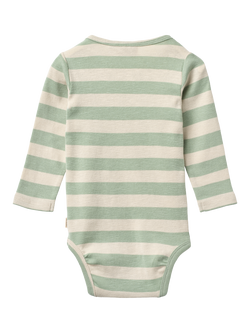 WHEAT Baby Freddie Long Sleeve Bodysuit, Mint Stripe - view 2, Mint Stripe