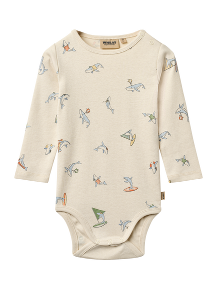 WHEAT Baby Freddie Long Sleeve Bodysuit, Whale Friends, Whale Friends