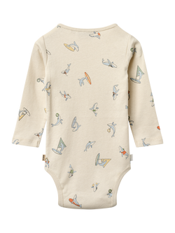 WHEAT Baby Freddie Long Sleeve Bodysuit, Whale Friends - view 2, Whale Friends