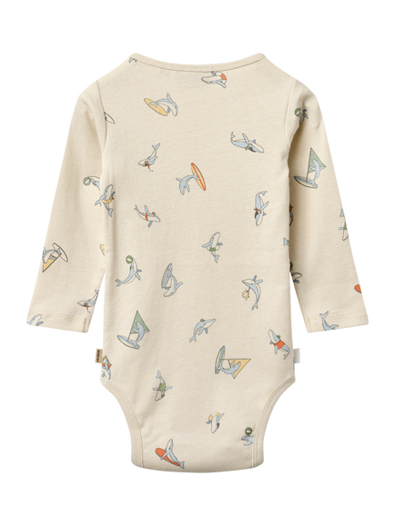 WHEAT Baby Freddie Long Sleeve Bodysuit, Whale Friends - view 2, Whale Friends