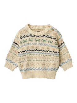 WHEAT Baby Jacquard Knitted Jumper, Sandshell, Sandshell