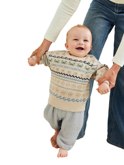 WHEAT Baby Jacquard Knitted Jumper, Sandshell - view 2, Sandshell