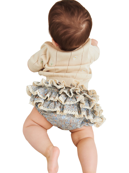 WHEAT Baby Malvina Knitted Embroidered Daisy Jumper, Cream - view 2, Cream