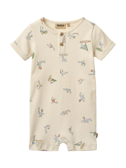 WHEAT Baby Alfred Short Sleeve Romper, Whale Friends, Whale Friends