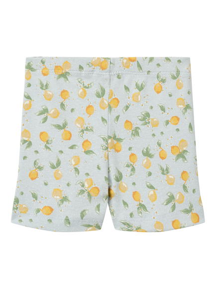 WHEAT Baby Lemon Print Bike Shorts, Blue Citrus - view 2, Blue Citrus