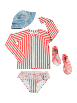 WHEAT Kids' Ada Long Sleeve UV Swim Top, Red/Multi - view 2, Red/Multi