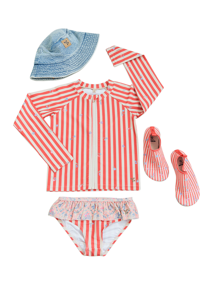 WHEAT Kids' Ada Long Sleeve UV Swim Top, Red/Multi - view 2, Red/Multi