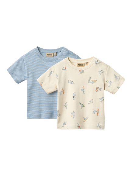 WHEAT Baby Short Sleeve T-Shirt, Pack of 2, Whale Friends, Whale Friends